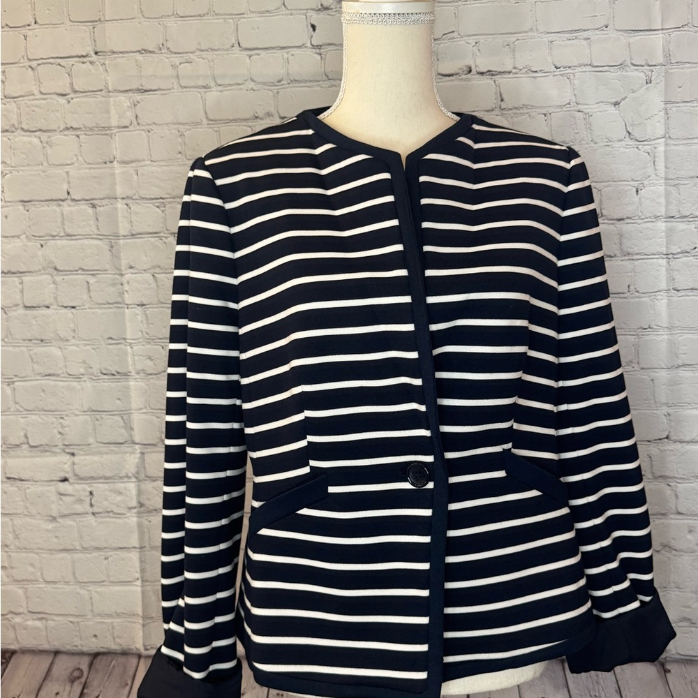 {The Limited} Stripped Navy and White Blazer
